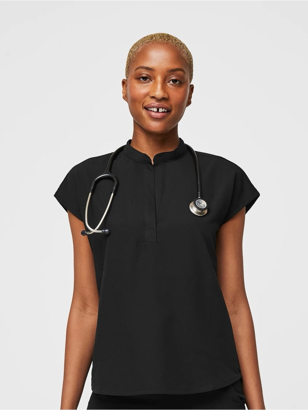 Figs Rafaela Oversized Scrub Top, black, size large, L